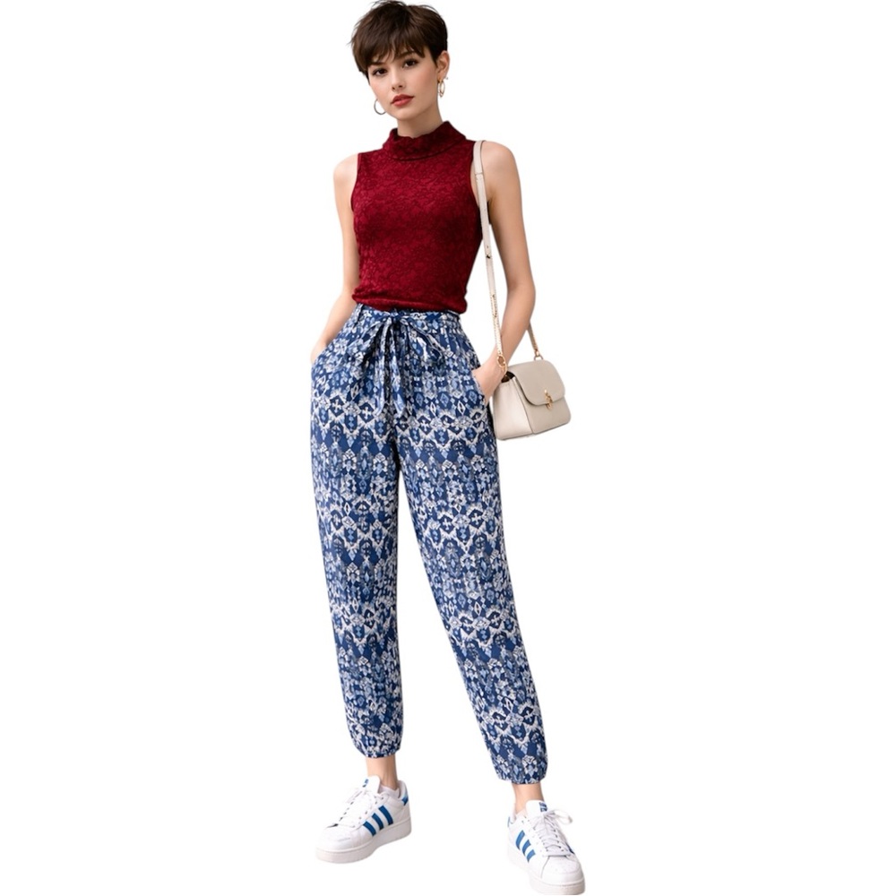 Rue21 Abstract Geo Tie-Waist Pants Modern Artsy Minimal Like New